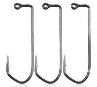 Aberdeen Jig Ganci a 90 gradi, 110 pezzi con gambo lungo forgiato Duratin Jig Ganci Pesanti Wire Jig Ami da pesca in acciaio ad alto tenore di carbonio rotonda curva ganci barbaro Affrontare 1/0-6/0
