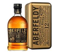Aberfeldy 12 Year Old Single Malt Scotch Whisky in confenzione in latta regalo a forma di lingotto d'oro, Vol. 40%, 70 cl / 700 ml, Pregiato whisky invecchiato in quattro tipologie di botti