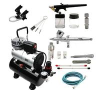 Abest - Kit compressore aerografo professionale completo, sistema per aerografia con 2 aerografi multiuso: doppia azione Gravity ;mm a singola azione Siphon feed, con sistema di raffreddamento