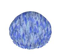 Abeti di Natale Cuffia da doccia da bagno Paesaggio invernale Foresta selvaggia Blue Tree Art Cuffia da doccia per le donne DoubleBathing Shower Hat Protezione dei capelli Riutilizzabile