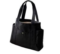 ABFJHFK borsa tela Large Capacity Canvas Solid Letter Tote Bag Versatile Handbag For Commuter Work Student Class Underarm Women's Shopping(Black)