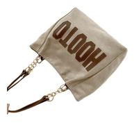 ABFJHFK borsa tela Solid Color Shoulder Bag, Trendy Letters Tote, Canvas Campus Handbag for Women, Office,College,Work,Travel Hand Bags Bolsa(Khaki)