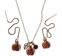 Abgaryan ART Parure di gioielli, collana e orecchini placcati oro melograno, Medium, Acciaio inossidabile, Nessuna pietra preziosa