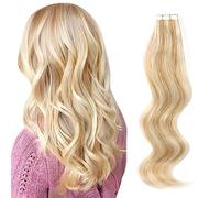 ABH AmazingBeauty Hair 50 g, 20 pezzi, capelli umani Remy, capelli umani, biondi, invisibili, senza cuciture, biondo sporco scuro con biondo platino P12-60, 50 cm