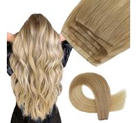 ABH AMAZINGBEAUTY HAIR Extension di capelli veri Genius Weft, capelli veri, ciocche di capelli veri, da impuntare, 50 g, #B8/18/60 balayage biondo evidenziato marrone, 40 cm