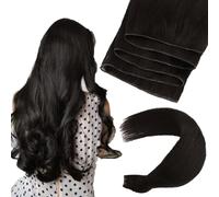 ABH AMAZINGBEAUTY HAIR Extension di capelli veri Genius Weft, capelli veri, ciocche di capelli veri, da impuntare, 50 g, #1B, nero naturale, 40 cm