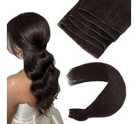 ABH AMAZINGBEAUTY HAIR Extension di capelli veri Genius Weft, capelli veri, ciocche di capelli veri, da impuntura, 50 g, #2, marrone scuro, 40 cm