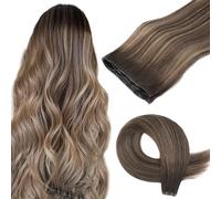 ABH AMAZINGBEAUTY HAIR Extension di capelli veri Genius Weft, capelli veri, ciocche di capelli veri e propri, da impuntura, 50 g, #R2/6/2, marrone scuro, 40 cm