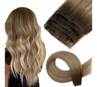 ABH AMAZINGBEAUTY HAIR Extension di capelli veri Genius Weft, capelli veri, ciocche di capelli veri e propri, da impuntura, 50 g, #R3/6/12, colore marrone, biondo scuro, 50 cm