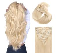 ABH AMAZINGBEAUTY HAIR Extension per capelli con clip, capelli umani lisci e setosi, doppie trame, 100% capelli umani clip ins per le donne testa piena spiaggia biondo capelli lisci clip ins 90 G 16