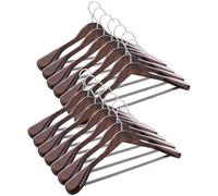 ABHENG Appendiabiti in legno, set di 14 rucce per Completi, gancio girevole di 360°, per giacche, camicie, abiti, cappotti, 44 x 5,5 x 23 cm (L x B x H), Noce Scuro AWY0414H