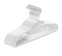 ABHENG Grucce in Plastica 20 Pezzi, Apertura a forma di U, Salvaspazio, Robusti e resistenti, Antiscivolo, con gomma e barra orizzontale, Gancio girevole 360°, 41.5 x 0.5 x 22.5 cm, Bianco, APY0420W