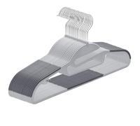 ABHENG Grucce in Plastica 20 Pezzi, Apertura a forma di U, Salvaspazio, Robusti e resistenti, Antiscivolo, con gomma e barra orizzontale, Gancio girevole 360°, 41.5 x 0.5 x 22.5 cm, Grigio, APY0420G