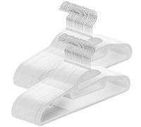 ABHENG Grucce in Plastica 50 Pezzi, Apertura a forma di U, Salvaspazio, Robusti e resistenti, Antiscivolo, con gomma e barra orizzontale, Gancio girevole 360°, 41.5 x 0.5 x 22.5 cm, Bianco, APY0450W