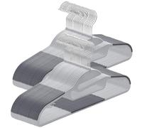 ABHENG Grucce in Plastica 50 Pezzi, Apertura a forma di U, Salvaspazio, Robusti e resistenti, Antiscivolo, con gomma e barra orizzontale, Gancio girevole 360°, 41.5 x 0.5 x 22.5 cm, Grigio, APY0450G