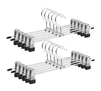 ABHENG Grucce per Pantaloni in Metallo Cromato, Set di 10, Cromate, Robuste e durevoli, Salvaspazio, Antiscivolo, Capacità di Carico Elevata, 31 x 10,5 cm (H x B), Nero e Argento, AIY0410B