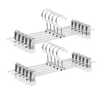 ABHENG Grucce per Pantaloni in Metallo Cromato, Set di 10, Cromate, Robuste e durevoli, Salvaspazio, Antiscivolo, Capacità di Carico Elevata, 31 x 10,5 cm (H x B), Bianco e Argento, AIY0410W