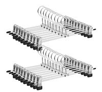 ABHENG Grucce per Pantaloni in Metallo Cromato, Set di 20, Cromate, Robuste e durevoli, Salvaspazio, Antiscivolo, Capacità di Carico Elevata, 31 x 10,5 cm (H x B), Nero e Argento, AIY0420B