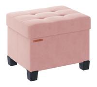 ABHENG Pouf Contenitore Velluto, Poggiapiedi, Cassapanca, Ottomana Rettangolare con Seduta Imbottita, Pouf Pieghevole per Soggiorno e Camera da Letto, 32 x 40 x 33,5 cm, Rosa Pastello, ASND21P