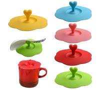 Abibiocy 6 PCS Silicone Cup Covers Reusable Anti-Dust Silicone Glass Cup Lids Round Hot Drink Lids for Mugs Hot Drink