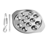Abibiocy Piatto di Escargot con Pinza e forchetta 3pcs/Set 12 Piastra di Scarpa in Acciaio Inossidabile a 12 griglia con Telaio Rotondo Liscio per Forno da Cucina da Cucina