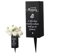 Abibiocy Tombe Floreali gravi, vasi Tomba in Metallo a Farfalla 3x8 Pollici con Punta, impressionanti vasi commemorativi per tombe, Decorazioni del cimitero per i propri Amici funerali