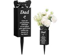 Abibiocy Tombe Floreali gravi, vasi Tomba in Metallo piumato 3x8 Pollici con Punta, impressionanti vasi commemorativi papà per tombe, Decorazioni del cimitero per papà Funerale Day, nessun Fiore