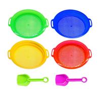 Abiemuce 4PCS Setacci Sabbia da Spiaggia, Setaccio Sabbia Bambini con 2 Pale, Setaccio Sabbia Piccolo Bambini, Setaccio Sabbia Fine Colorata per Cortile, Parco, Spiaggia, per Spiagge Ragazzi, Ragazze