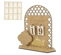 Abiemuce Calendario Ramadan, Calendario Eid Mubarak 2024, Decorazione Ramadan fai da te in legno, Decorazione Ramadan con conto alla rovescia di 30 giorni, Stile palazzo