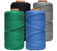 Abiemuce Filato per macramè, 3 mm x 100 m, set da 4 pezzi, corda di cotone fai da te