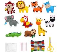 Abiemuce Set da Cucito per Bambini - Animali Del Bosco e Della Giungla, Forme di Animali in Feltro, Fai Da Te