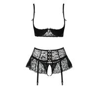 Abierta Fina Reggiseno da donna con reggicalze nero 85C/L