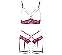 Abierta Fina Set Bretelle Donna Rosso XL