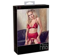 Set di Lingerie Rosso Scintillante con Catene di Strass - Abierta Fina