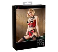 Set Intimo Lussuoso con Reggiseno Sollevatore e Dettagli Anellati (rosso-nero) Abierta Fina - 80C/M