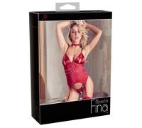 Abierta Fina - top a catena scintillante e perizoma (rosso) - XL