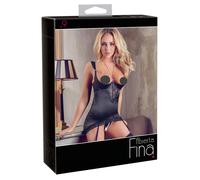 Abierta Fina - Top Scintillante con Catene e Perizoma Aperto (Nero) - 85B/L