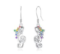 ABIGY 7 chakra orecchini in argento Sterling 925 yoga orecchini musica note orecchini chakra gioielli per donna, 0,69*3,54 Zoll, Argento sterling, Zirconia cubica