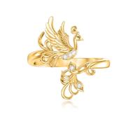 ABIGY Anello fenice in argento Sterling 925, gioiello fenice, anello regolabile con piume, anello a forma di animale, da donna, 53 (verstellbar, passt von US#7 bis US#9), Argento sterling, Zirconia