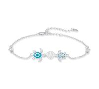 ABIGY Bracciale a forma di tartaruga, in argento Sterling 925, con opale, regolabile, tema marino, Natale, Halloween, Pasqua, festa della mamma, San Valentino, compleanno, regalo per donna