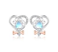 ABIGY Orecchini a forma di animale da donna, in argento Sterling 925, con pietra di luna, per Natale, compleanno, festa della mamma, anniversario, regalo per mamma, moglie, figlia, sorelle, Argento