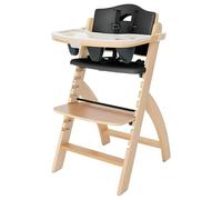 Abiie Beyond Wooden High Chair con vassoio. La soluzione perfetta per il tuo bambino e i tuoi bambini o come una sedia da pranzo. (6 mesi fino a 250 lb) (legno naturale - Black Cushion)