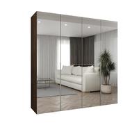 ABIKSMEBLE - Armadio 3 Alicante con specchio - Altezza 202cm, Larghezza 150 cm, Profondità 52cm - Corpo Noce della Warmia, Maniglia Cachemire - Mobile Moderno per il Soggiorno