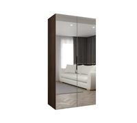 ABIKSMEBLE - Armadio a 3 Ante con Specchio Marbella - Altezza 202cm, Larghezza 100 cm, Profondità 52cm - Corpo Noce della Warmia, Maniglia Nero - Mobile Moderno per il Soggiorno