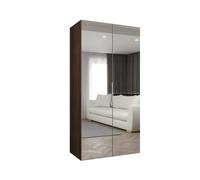 ABIKSMEBLE - Armadio a 3 Ante con Specchio Marbella - Altezza 202cm, Larghezza 100 cm, Profondità 52cm - Corpo Noce della Warmia, Maniglia Cachemire - Mobile Moderno per il Soggiorno