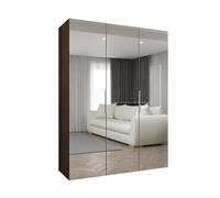 ABIKSMEBLE - Armadio a 3 Ante con Specchio Marbella - Altezza 202cm, Larghezza 150 cm, Profondità 52cm - Corpo Noce della Warmia, Maniglia Cachemire - Mobile Moderno per il Soggiorno