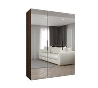 ABIKSMEBLE - Armadio a 3 Ante con Specchio Marbella - Altezza 202cm, Larghezza 150 cm, Profondità 52cm - Corpo Noce della Warmia, Maniglia Nero - Mobile Moderno per il Soggiorno