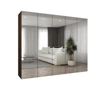 ABIKSMEBLE - Armadio a 3 Ante con Specchio Marbella - Altezza 202cm, Larghezza 250 cm, Profondità 52cm - Corpo Noce della Warmia, Maniglia Cachemire - Mobile Moderno per il Soggiorno