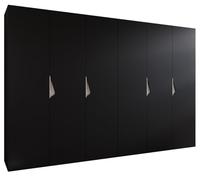 ABIKSMEBLE - Armadio per abiti - 300 x 202 x 52 cm - Armadio con appendiabiti, 6 ante - per camera da letto, corridoio - SANDI, Nero, Maniglia Cashmere