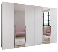ABIKSMEBLE - Armadio per abiti - 300 x 202 x 52 cm - Armadio con appendiabiti e specchio, 6 ante - per camera da letto, corridoio - PIANO, Bianco, Maniglia Cashmere